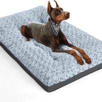 Luxurious Solid Faux Fur Washable Dog Bed & Crate Mat Comfy Fluffy Anti-Slip for Large Dogs (Gray,S) pilka spalva
