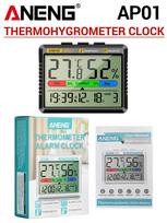 ANENG AP01 Hygrometer Thermometer Rechargeable Electronic Clock High Definition Screen Digital Air Thermometer Hygrometer Tester AP01-Black