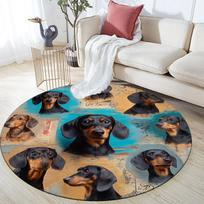 Corgi Theme pattern round rug,Carpet Rug for Living Room Bedroom Playroom ,Non-slip Floor Mat,Holiday Gifts and Birthday Gifts. 80cmx80cm