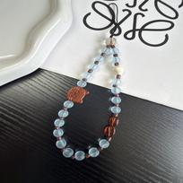 Sea Salt Milk Coffee Kitten Cookies Phone Lanyard DIY Wrist Chain Keychain Pendant - Blue & Brown Color Blocking for Autumn/Winter Sea Salt Milk Coffee Kitten Lanyard