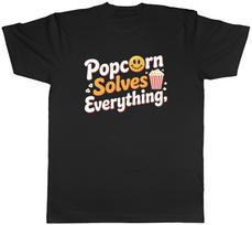 Popcorn Solves Everything Movie Film Mens T-Shirt Tee Gift Top S