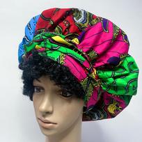 Satin Lined Double Layer Ankara Bonnet African Pattern Long Hair Sleep Hat  Print Fabric Satin Bonnets One Size