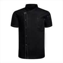 Thickened Chef Uniform Short-sleeved Kitchen Cook Shirts Kitchen Clothing Chef Work Clothes  Waiter XXL juoda