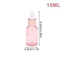Lašintuvų buteliukai daugkartinio pildymo 5-100 ml rožinis dangtelis kosmetinė talpykla rožinis stiklas aromaterapijai skystas pipetė eteriniam masažui 15ml