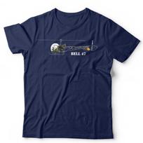 Sraigtasparnio T-shirt Bell 47 Karinis sraigtasparnis Aviacija Rotacinis sparnuotasis Unisex ir vaikams S blue