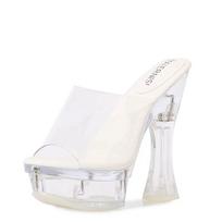 2024 Colored Sandals for External Wear Women Slippers 2024 High Heels Pumps Transparent Platform Crystal Heel Shoes Plus Size 43 34 balta