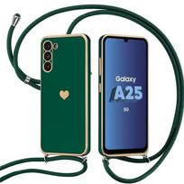 Case - BOOLING - for Samsung Galaxy A25 5G - Shockproof - Silicone - Adjustable Cord - Night Green žalia