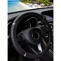 1pc PU Leather Shiny Metal Car Steering Wheel Cover, Fits 14.5-15 Inch Vehicles, Auto Accessories one-size juoda