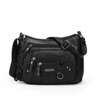 2025 Women's Soft Leather Multi-compartment Multi-pocketStitching Single Shoulder Messenger Bag