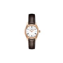Tissot Elegance serijos Kvarcinis mechanizmas Atsparus vandeniui Romėniškas ciferblatas Minimalistinis Atsitiktinis Retro laikrodis Moteriški laikrodžiai Rožinio aukso spalvos Baltas T063.009.36.018.00 Regular Watch Box,Brown Strap