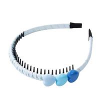 Baby Headband Anti-Slip Toothed Comb Soft 3D Heart Flower Decoration Hair Hoop Toddler Hair A mėlyna