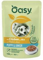 Šunų maistas - Oasy Strips in Gravy Puppy & Junior vištiena ir ryžiai 100g