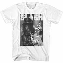 Slash Guns N Roses Gray Scale White Adult T-Shirt S
