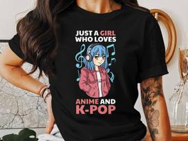 Anime K-Pop Girl T-Shirt, Cute Manga Music Fan Tee, Colorful Casual Top, Gift for Anime Lovers, Cool Graphic Shirt, Unisex Apparel S