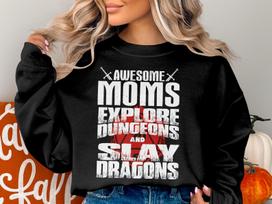 Awesome Moms Dungeons Tabletop RPG Roleplaying Dragons D20 Shirt for D&D Fans DND Gamer T-Shirt 3XL