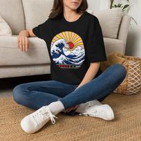 Arcade Tide Lite Tee | The Great Wave Series XV | Retro Gaming Wave Shirt | Pixel Art Front Print Tee 4XL