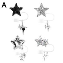NEW Straw Cover Cap for stanley Cup Accessories Cute Stars 4PCS Toppers For Tumblers, 10mm Silicone Straw Covers for stanley