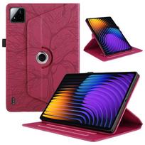 Funda for Xiaomi Pad 7 Case Emboss Tree 360 Rotating Stand Tablet Coque for Xiaomi Pad 7 Pro 11.2 Inch Case for Mi Pad 7 Cover Xiaomi Pad 7 11.2 raudona