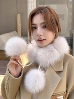 Real Fox Fur Square Scarf Women's Winter Korean-style All-match Double-sided Plush Fur Collar Muslim perlas