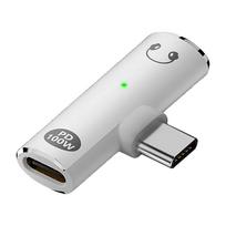 PD 100W USB C To 3.5mm Adapter Converter USB C Charge Adapter 2-in-1 Audio Adapter  Mobile Phones balta