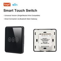 Home Smart Automation Tuya 3 Gang Touch Wall Switch WiFi  Gateway Universal Neutral & Single Wire Light Controller 1 gang&Eu Standard juoda