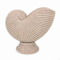 Dekoratyvinė skulptūra Briaunota susukta jūrų ornamentas Pjedestalo pagrindas stalo eksponavimui Nautilus Brown Nautilus beige