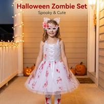 Halloween Themed Kids Clothing Set, Costume Outfit for Boys and Girls L raudona