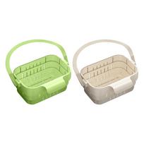 Expandable Colander Set for Kitchen Sink with Hanging Design, Beige and Green One Size