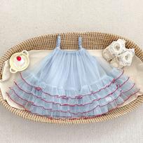 Girls Summer Lightweight Tulle Spaghetti Strap Tutu Dress Sweet Princess Party Outfit for Toddlers 73 mėlyna