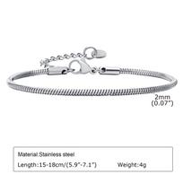 Round Snake Chain Bracelet for Women, Herringbone Link Bracelet, Stackable Stainless Steel 18kGold Plated Jewelry 1mm-3mm