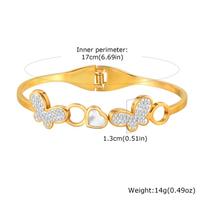 Luxurious Butterfly Bracelet Stainless Steel Jewelry Sparkling Rhinestones Bangles Trendy Gold Color Bracelet For Women Mom Gift