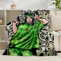 1PC Bi-llie green Artwork Flannel Blanket Gift, Suitable for Both Men And Women, Soft Ideal for Beds And Sofa, Birthday Or Christmas Gift 75x90cm