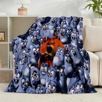 1PC Bear And Blue Critter Adventure Flannel Blanket Gift, Suitable for Both Men And Women, Soft Ideal for Beds And Sofa, Birthday Or Christmas Gift 75x90cm