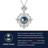 New 10-11mm Tahitian Black Pearl Iris Necklace  925 Sterling Silver D Color Moissanites Seawater Pearl Necklace Jewelry 10-11mm gray