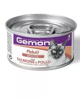 Gemon Adult konservai putėsiai su lašiša ir vištiena katėms, 12x85 g