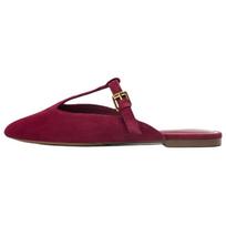 Zara Goat Leather Slip-On Suede Belt Detail Open-Back Anti-Fray Closed-Toe Mules Women Footwear Red 2565510600 37