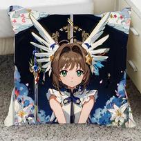 Cardcaptor Sakura Pillow Dormitory Bedside Pillow Two-dimensional Healing Cartoon Office Nap Cushion Pillow Flannel 45x45cm double-sided [with pillow core]