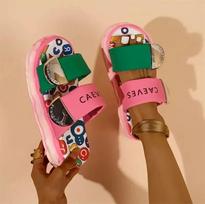 Fashion Summer Women Slippers Colorful Candy Stripe Designer Slippers Thick Sole Shoes Beach Outdoor Casual Style Sandals Slides Women 35 rožinė