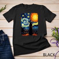 Witch Halloween Starry Night Van Gogh Aesthetic Painting T Shirt S juoda
