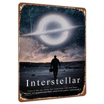 Interstellar Movie Poster Metal Wall Art Space Galaxy Decorative Painting for Living Room Study Room 20x30cm（7.8x11.8inch）
