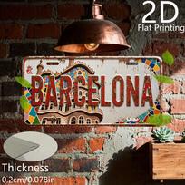 Vintage Spanish BARCELONA Gaudi Mosaic Building Scenery Aluminum Tin Sign Wall Art Decor for Catalonia Travel Garage Bar Man C 15x30cm(5.9x7.8inch)