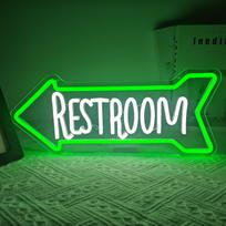 Restroom Neon Sign Toilet Signs Led Light Sign for Home Hotel Business Pub Club Left Arrow Restroom Light Up Sign Decoration