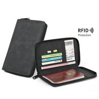RFID Blocking Passport Holder PU Leather Wallet Passport Cover Portable Multi-function Zipper Ticket Clamp Travel Accessories juoda
