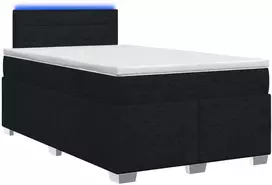 Lova su čiužiniu ir LED apšvietimu Juoda 120 x 190 cm Audinys