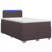 Lova su čiužiniu ir LED apšvietimu Tamsiai rudas 120 x 190 cm