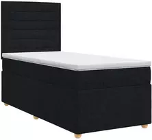 Spyruoklinė lova su čiužiniu Juoda 90 x 190 cm Audinys