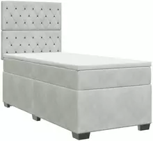 Spyruoklinė lova su čiužiniu Šviesiai pilka 80 x 200 cm Aksomas