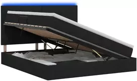 LED saugojimo lova su čiužiniu Juoda 160 x 200 cm Audinys