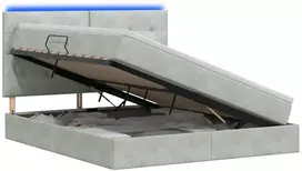 LED saugojimo lova su čiužiniu Šviesiai pilka 140 x 200 cm