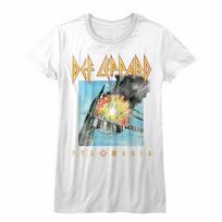 Def Leppard Faded Pyromania White Junior Women's T-Shirt S